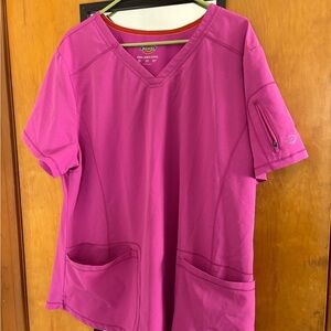 Pink V-Neck Scrub Top
